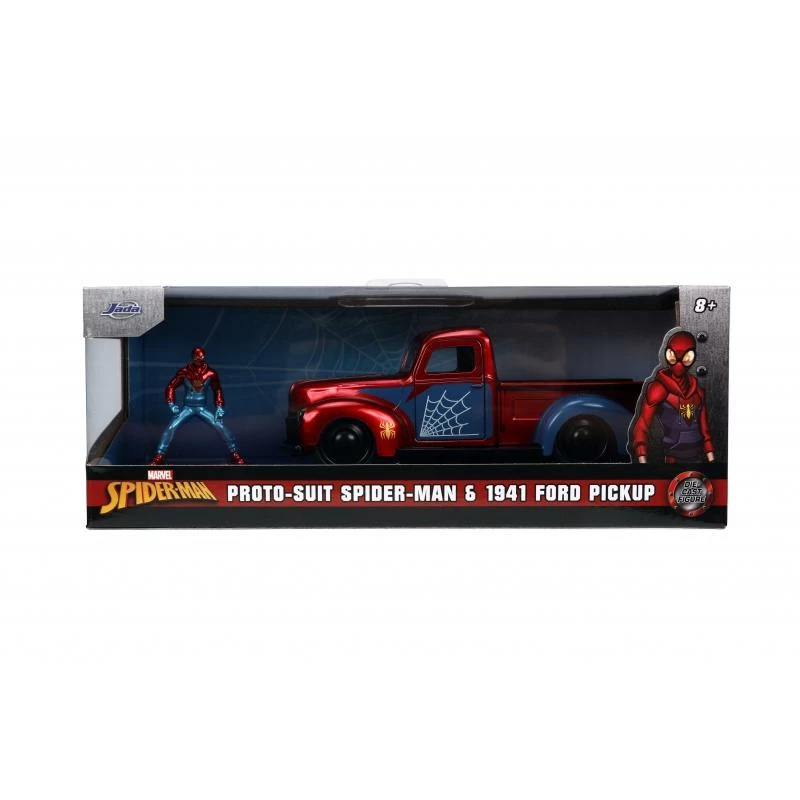 Jada Toys Marvel Spider-Man - 1941 Pickup With Proto-suit Spider-Man Figure Hollywood Rides 1:32 Scale Die Cast Vehicle 3 Jada Toys Marvel Spider-Man - 1941 Pickup With Proto-suit Spider-Man Figure Hollywood Rides 1:32 Scale Die Cast Vehicle